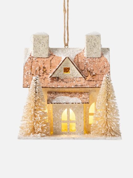Lighted Glitter House Ornament